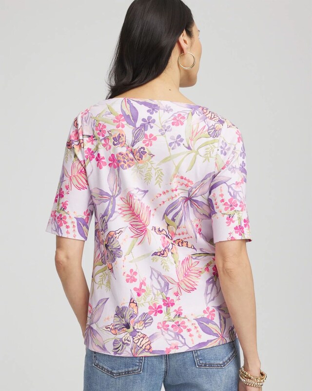 Tropical Floral Pima Tee - image 3
